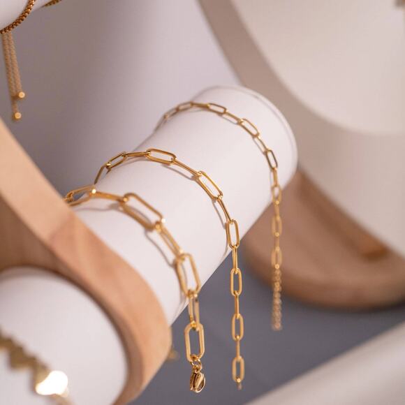 Stainless Steel Paperclip Chain Bracelet - Picture 1 of 15